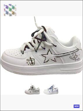 Graffiti Platform Sneakers Chunky Unisex Skateboard Basketball Casual Shoes